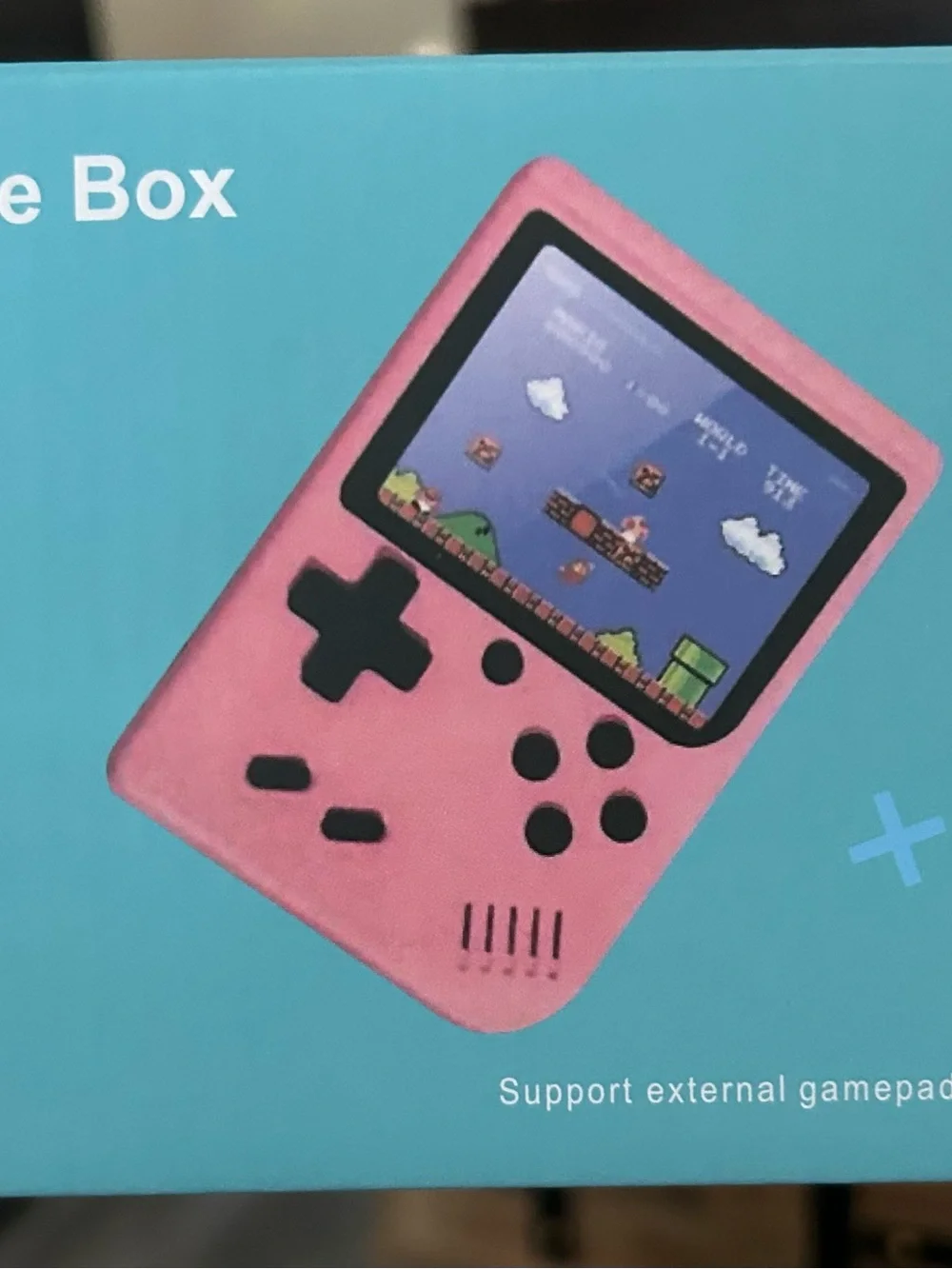 Portable Pink Retro Handheld Game Player with D-Pad Controls
